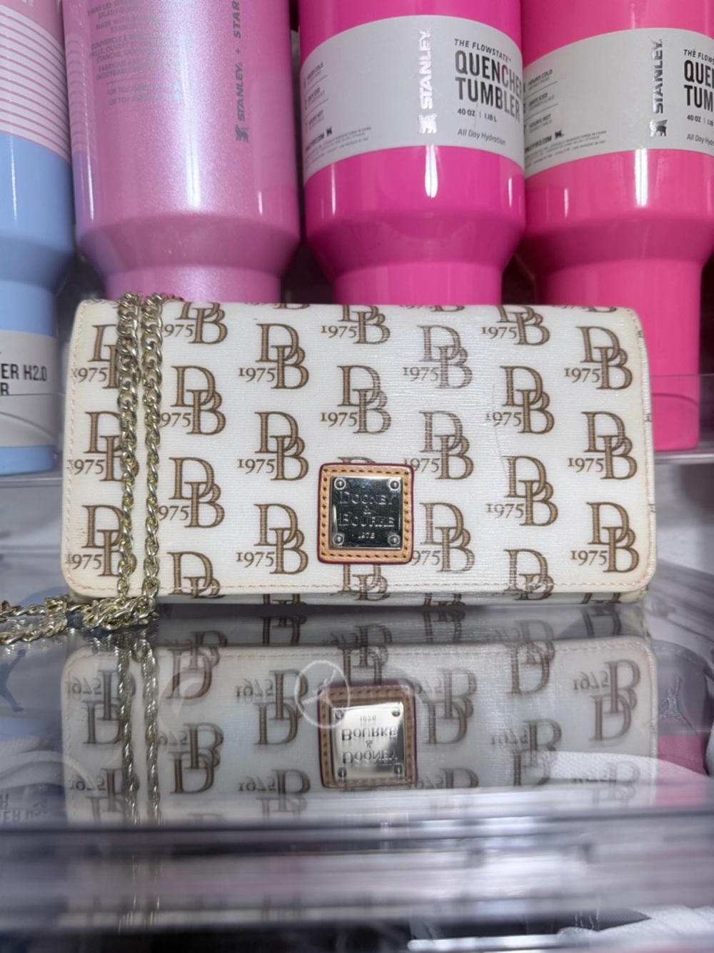 Dooney & Bourke Cream DB Logo Chain Crossbody Wallet